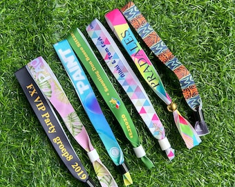 100pcs Handmade Custom ribbon satin wristband Feature holiday Ribbon for events party concert entrance ID Cloth wristband full color Printed