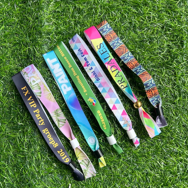 100pcs Handmade Custom ribbon satin wristband Feature holiday Ribbon for events party concert entrance ID Cloth wristband full color Printed
