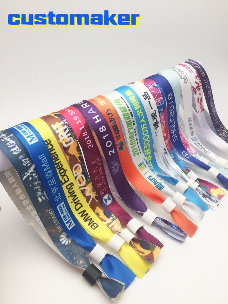 Custom Fabric Wristbands Festival Wedding Favours Fundraiser Invitation