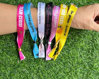 100pcs Handmade Custom ribbon satin wristband Feature holiday Ribbon for events party concert entrance ID Cloth wristband full color Printed