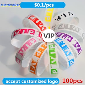 100pcs 19x250mm Braccialetti Tyvek Braccialetto di carta tyvek stampato VIP per eventi party Sign ID Bands Braccialetti partecipazione al concorso per la sicurezza dei bambini