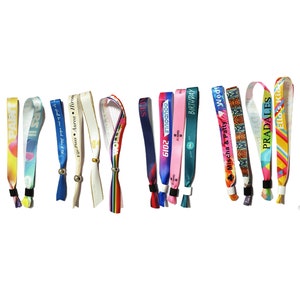 Braccialetti in tessuto personalizzati, bomboniere per spose, inviti per raccolte fondi, eventi di beneficenza, accesso alla festa, braccialetti personalizzati, bomboniere personalizzate