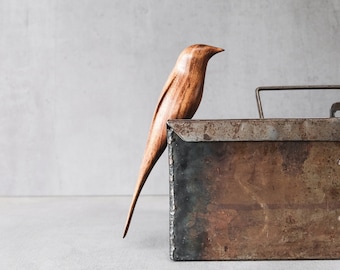 Perching Carved Wooden Bird