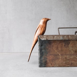 Perching Carved Wooden Bird