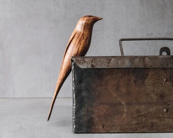 Perching Carved Wooden Bird
