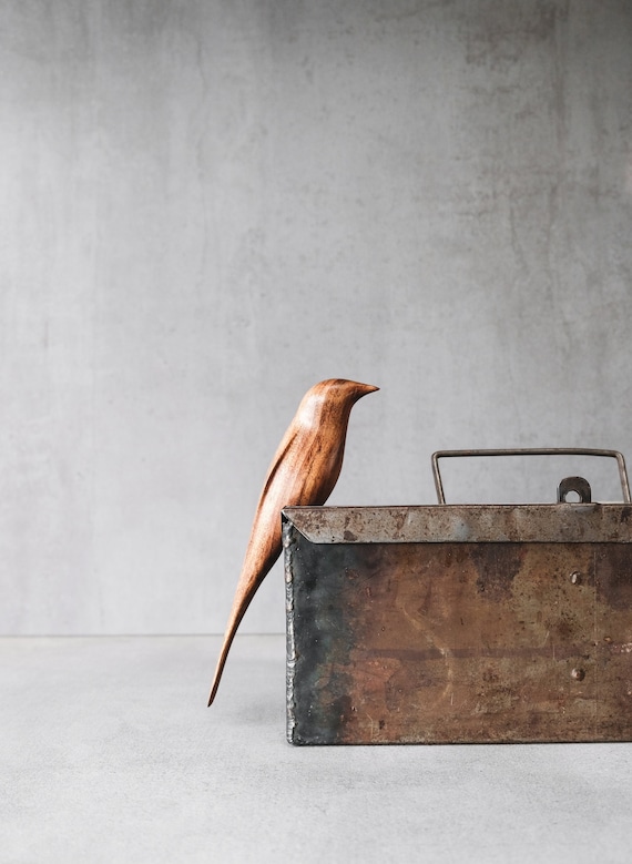 Perching Carved Wooden Bird