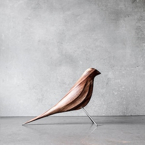 Black Bird Curved Breast Carved Wooden Sculpture