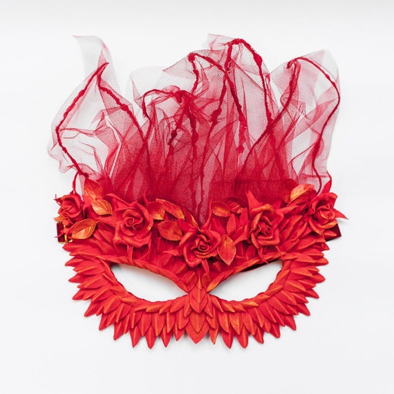 Masquerade masks for woman red and gold dragon with scale and  Etsy