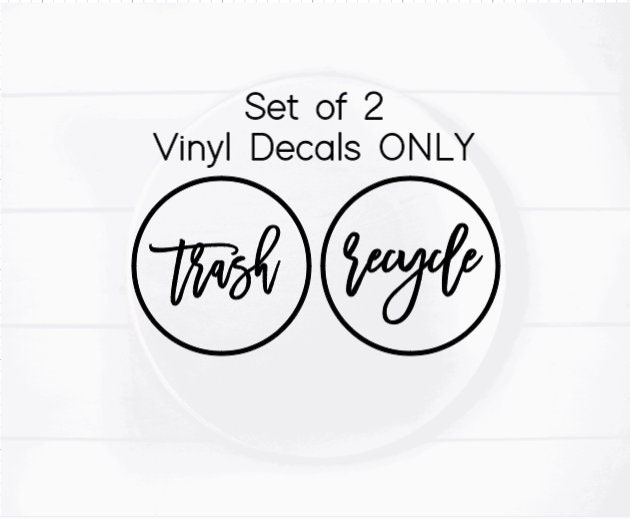 set of 2 trash and recycle vinyl labels home organization etsy