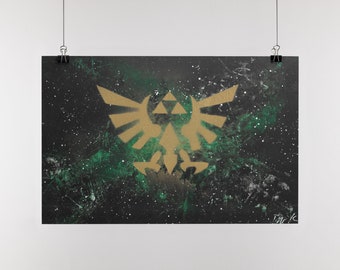 Legend of Zelda Logo | Royal Crest Edition | Spray Paint Art | Home Decor | Wall Art Poster | Street Art | Video Game Art
