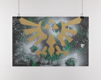 Legend of Zelda Logo | Royal Crest Edition | Spray Paint Art | Home Decor | Wall Art Poster | Street Art | Video Game Art
