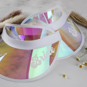 Bachelorette Holographic Visors Bride Bachelorette Party Sun Visors Retro Beach Lake Gifts Pool Party Favors