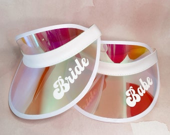 Bachelorette Holographic Visors Bride Babe Bachelorette Party Sun Visors Retro Beach Lake Gifts Pool Party Favors