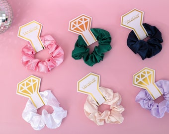 Bridesmaid Satin Silk Scrunchies - Bridal Party Hair Tie Bridesmaids Proposal Box - Bachelorette Party Favors