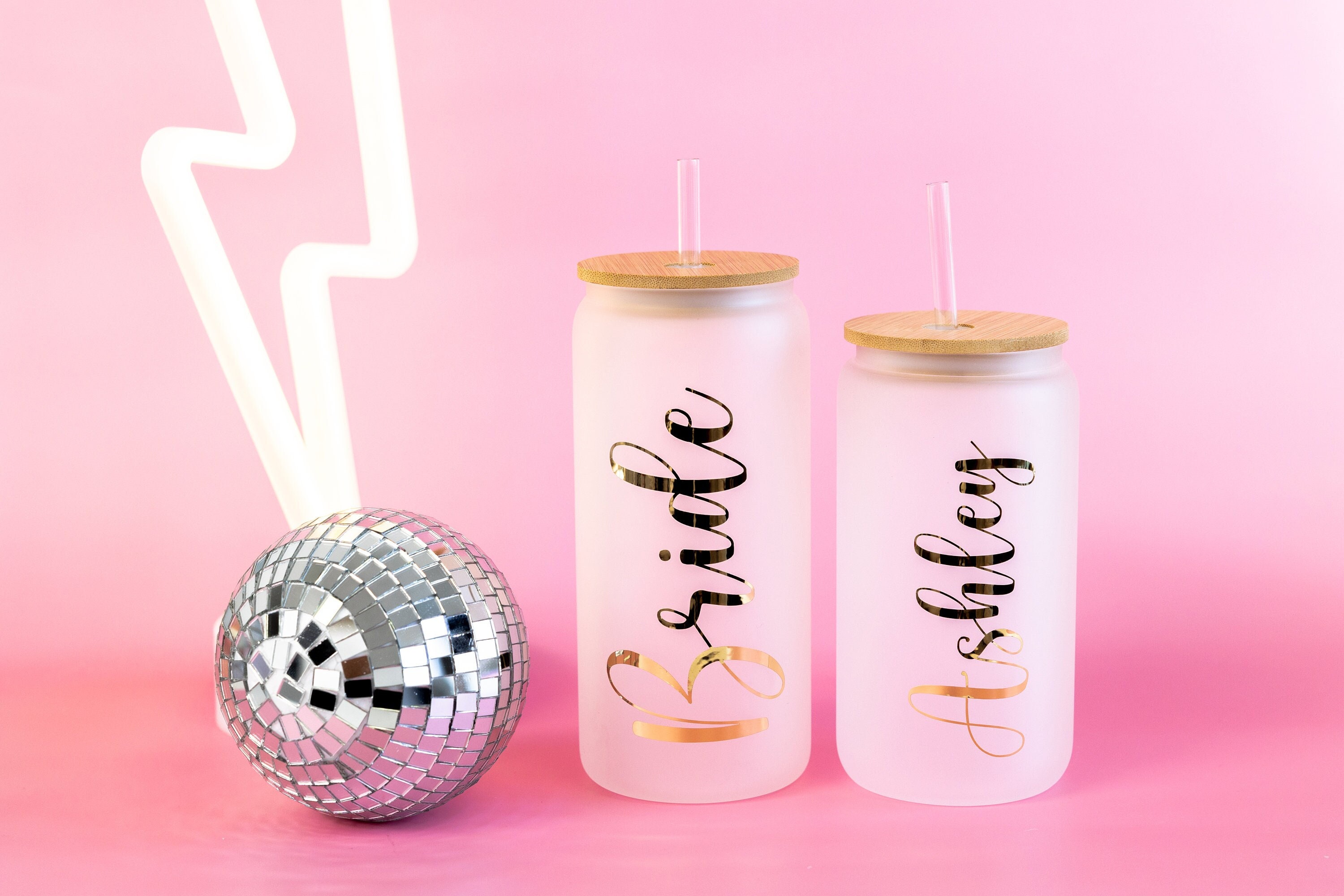 Personalized Christmas Gift Glass Cup With Straw and Bamboo Etsy