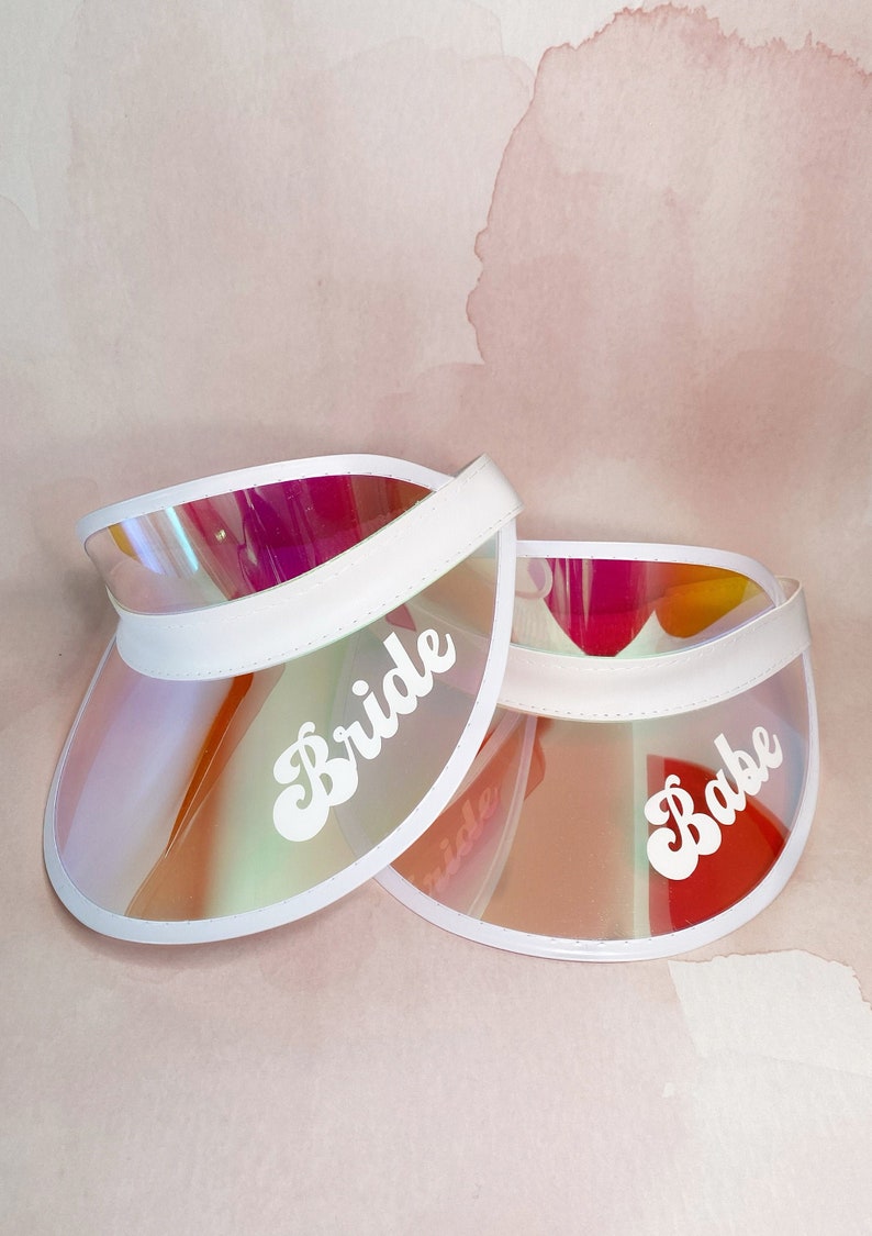 Bachelorette Holographic Visors Bride Bachelorette Party Sun Visors Retro Beach Lake Gifts Pool Party Favors image 9