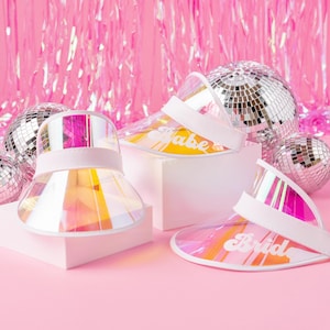 Holographic Bachelorette Visors: Bride, Babe, Custom Party Favors