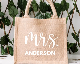Personalized Burlap Tote Bag: Bridal Beach Jute Gift