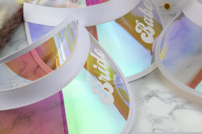 Bachelorette Holographic Visors Bride Bachelorette Party Sun Visors Retro Beach Lake Gifts Pool Party Favors image 5