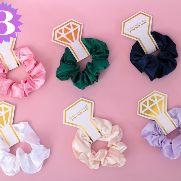 8 pc Bridesmaid Satin Silk Scrunchies 8 pack Bridal Party Hair Tie Bridesmaids Proposal Box  Bachelorette Party Favors Bulk Scrunchies