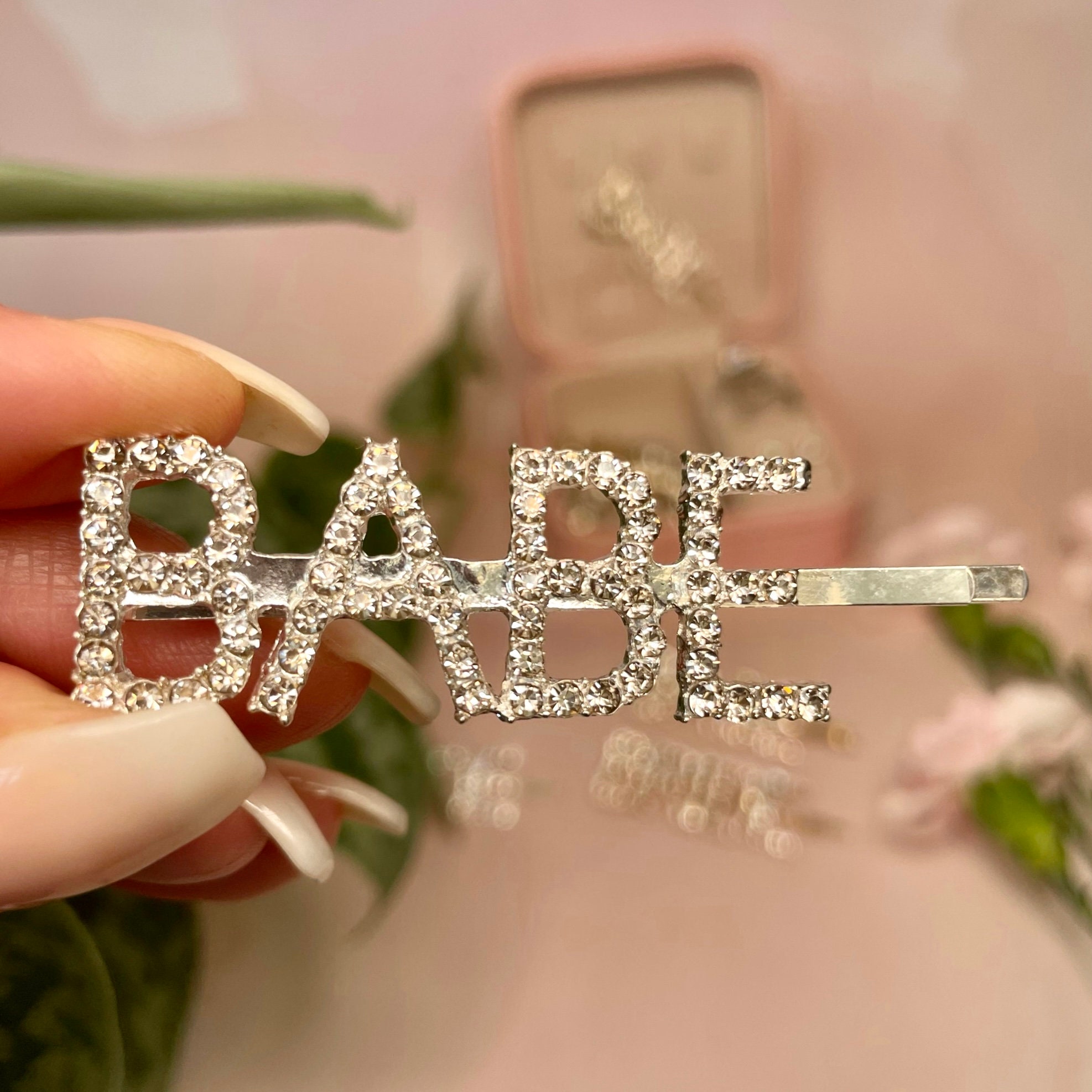Babe Rhinestone Hair Clip: Bridal Party Hair Pin - Etsy display picture 3