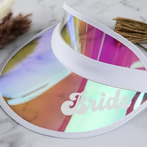 Bachelorette Holographic Visors Bride Bachelorette Party Sun Visors Retro Beach Lake Gifts Pool Party Favors Bride Text