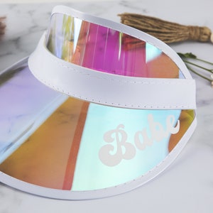 Bachelorette Holographic Visors Bride Bachelorette Party Sun Visors Retro Beach Lake Gifts Pool Party Favors Babe Text