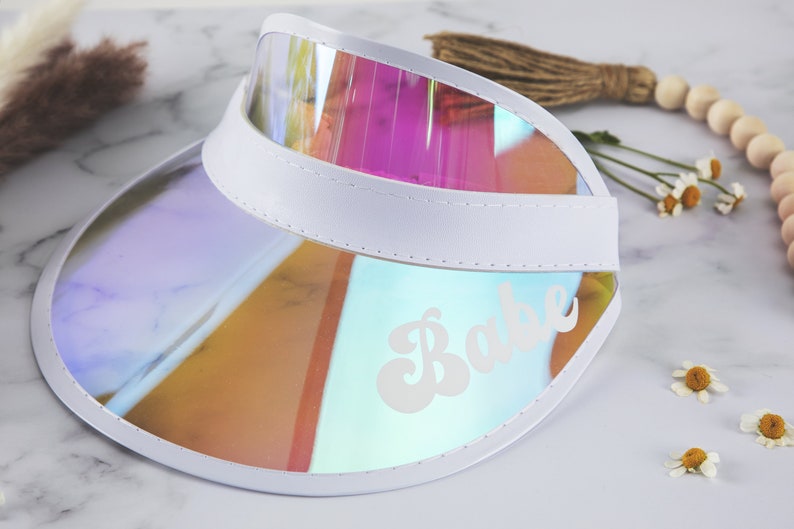 Bachelorette Holographic Visors Bride Bachelorette Party Sun Visors Retro Beach Lake Gifts Pool Party Favors Babe Text