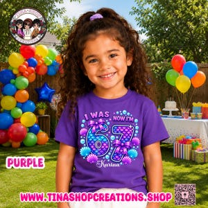 Personalized Mermaid 67 Birthday Shirt | Custom Girls Birthday T-Shirt | I Was 6 Now I'm 7 Mermaid Tee image 9