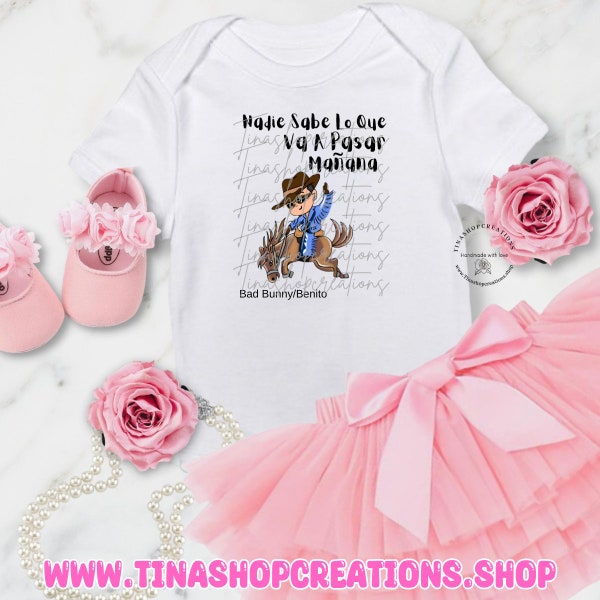 Trendy and Adorable Bad Bunny Kids Clothing - 'Nadie Sabe Lo Que Va Pasar mañana Album Inspired, Available in Onesie, T-Shirt, and Sweater!