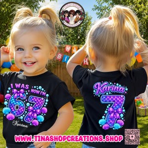 Personalized Mermaid 67 Birthday Shirt | Custom Girls Birthday T-Shirt | I Was 6 Now I'm 7 Mermaid Tee image 7