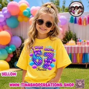 Personalized Mermaid 67 Birthday Shirt | Custom Girls Birthday T-Shirt | I Was 6 Now I'm 7 Mermaid Tee image 3