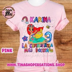 Sirenita Birthday Shirt Inspired By Karol G Mañana Será Bonito, Bichota Season, Kids Graphic Tees,Birthday Shirts, Family matching T-Shirts.