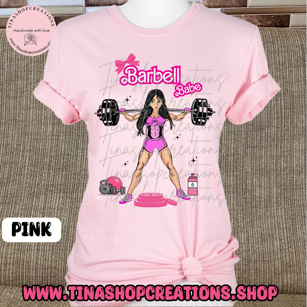 Barbell Babe Muscle Girl Graphic Tee, Gym Tshirts for Women, Comfy