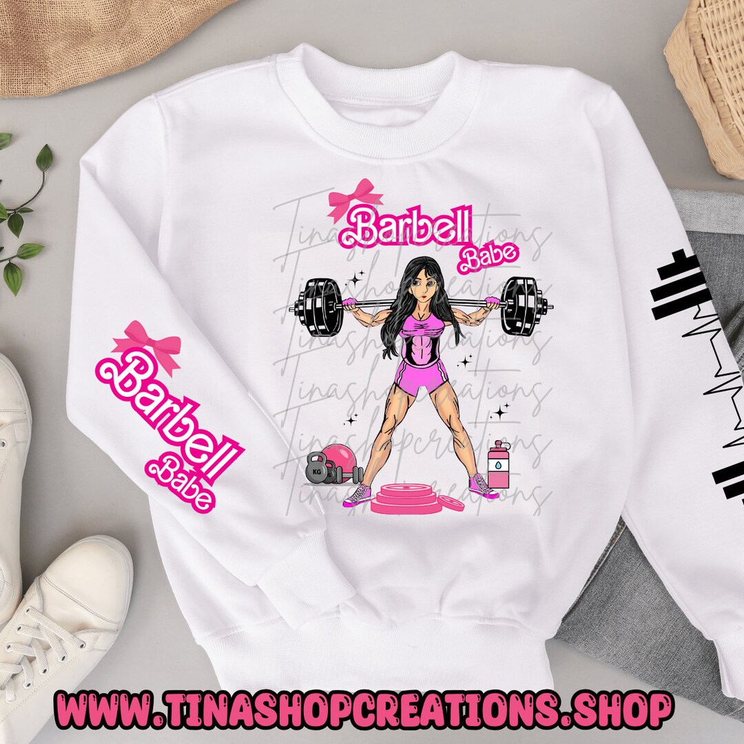 Barbell Babe Muscle Girl Graphic Tee, Gym Tshirts for Women, Comfy