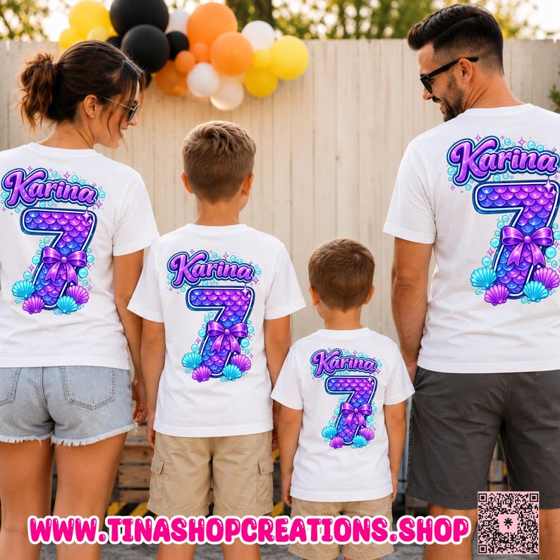 Personalized Mermaid 67 Birthday Shirt | Custom Girls Birthday T-Shirt | I Was 6 Now I'm 7 Mermaid Tee image 14