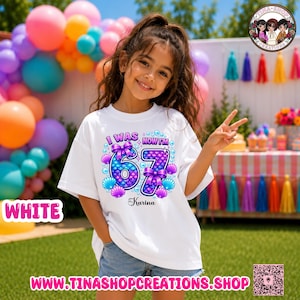 Personalized Mermaid 67 Birthday Shirt | Custom Girls Birthday T-Shirt | I Was 6 Now I'm 7 Mermaid Tee image 2