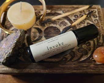 INVOKE | Sexy Witchy Essential Oil Perfume | Oils of Oud (Agarwood), Cardamom and Tobacco | Musky and Complex | Sex Magick Oil | Halloween