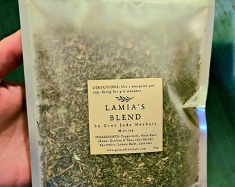 LAMIA'S BLEND | Calming Mint tea of herbs from the mint family | Light & Nuanced Peppermint, Holy Basil, Lemon Balm, Spearmint, Lavender