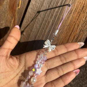 Purple Pink White Phone Charm || Handmade Phone Charm || Cute Phone Charm || Kawaii Character Phone Charm || Perfect Phone or Bag Acessory