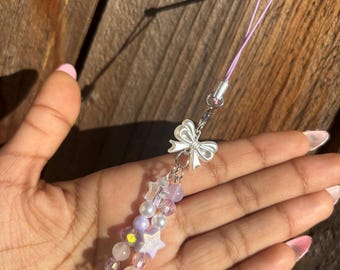 Handmade Pastel Beaded Phone Charm | Kuromi-Inspired Kawaii Accessory