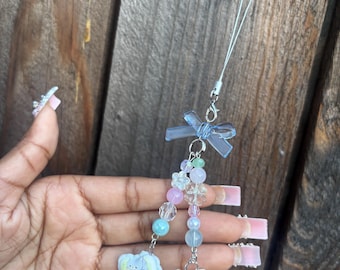 Handmade Pastel Beaded Phone Charm | Bear, Bunny, Floral Y2K Bag Accessory