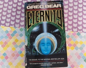 Edición vintage de 1989 de Questar Printing: Eternity, de Greg Bear (tapa blanda).