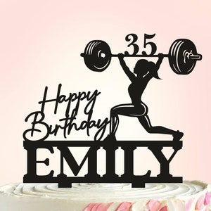 Female Weight Lifting Birthday Cake Topper, Body Building Cake Topper, Weightlifting Cake Topper, Fitness Cake Topper, Strong Cake Topper