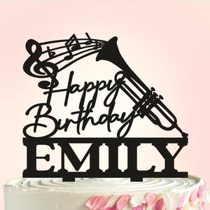 Trumpet Birthday Cake Topper, Trumpet Musician Birthday Cake Topper,Music Instrument Trumpet Cake Topper, Musical Theme Party,Trumpet Player