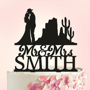 Western couple wedding cake topper, Cowboy wedding cake topper, Country topper for wedding, Cowboy and Bride cake topper S109