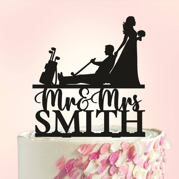 Golf Cake Topper Wedding, Golf Wedding Cake Toppers, Golfer Cake Topper, Golfing Couple, Bride and Groom play golf, Golf Cake Topper, S061