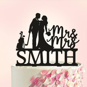 Golf Wedding Cake Topper, Golf Cake Decoration, Personalized Mr And Mrs Cake Topper, Golfer Cake Topper,Golf Ball Cake Topper,Fore Ever S011