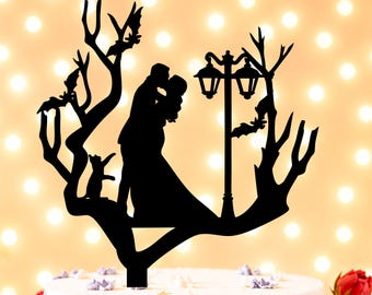 Til Death Do Us Part taarttopper, Halloween-bruidstaarttopper met kat, gotische bruidstaarttopper, Halloween-taartdecoratie
