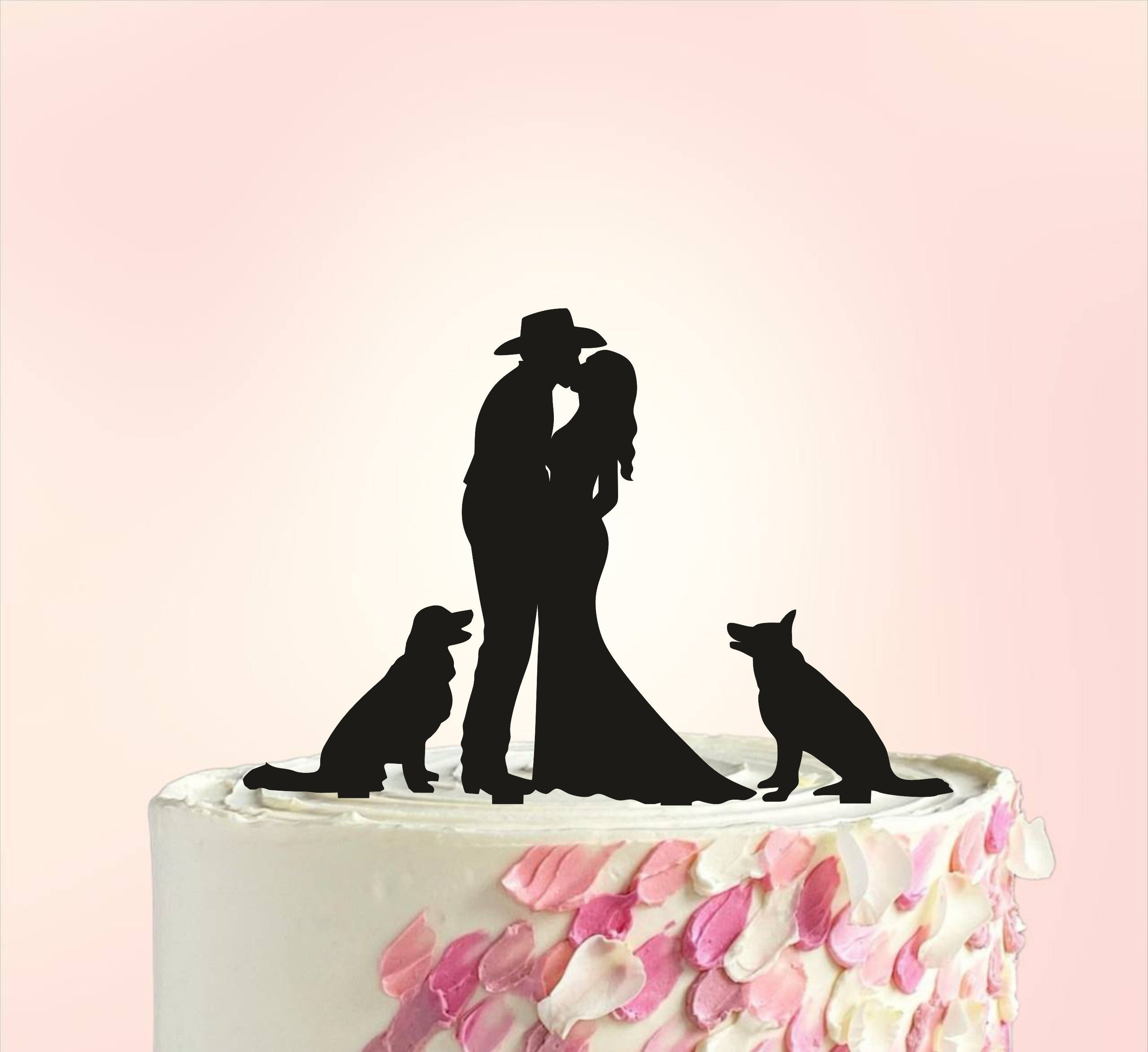 Cowboy Wedding Cake Topper, Cowboy Couple  with dog Cake Topper, Country Cake Topper, Western Cake Topper, Country Wedding Cake Topper S037